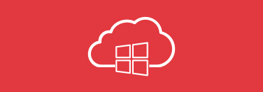 Icon of Microsoft cloud network icon on red background